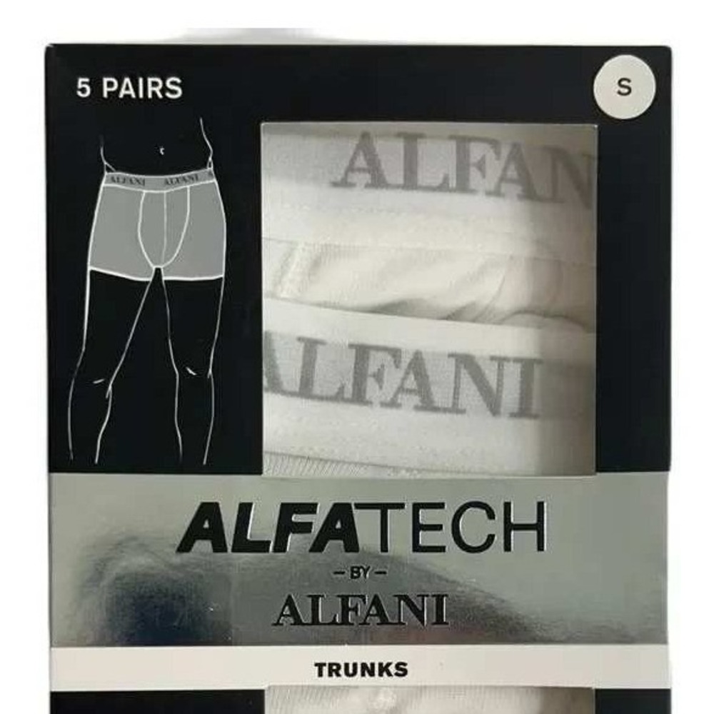 Alfani 5 Pack Boxer Briefs Mens Small White Moisture Wicking Tagless‎ $44 NEW